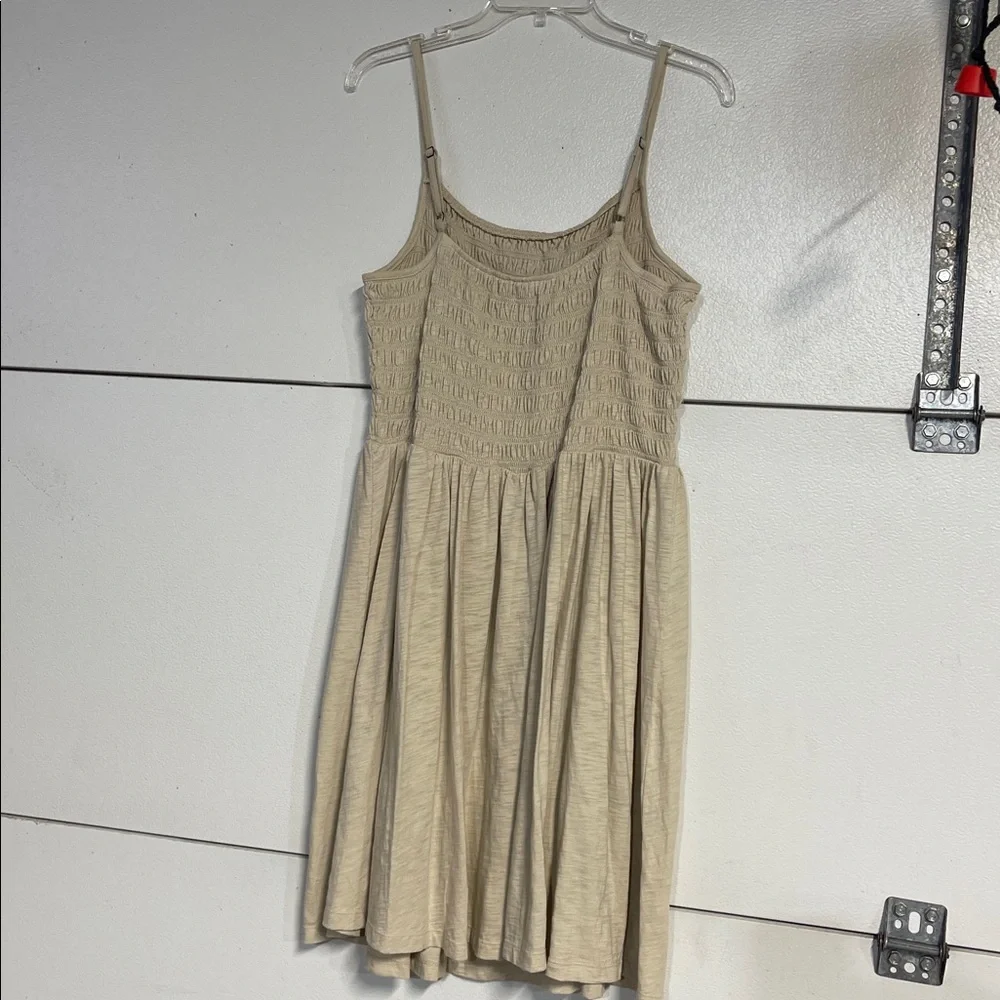 GAP WOMENS SMOCKED MINI DRESS BEIGE CREAM XL - Picture 6 of 6